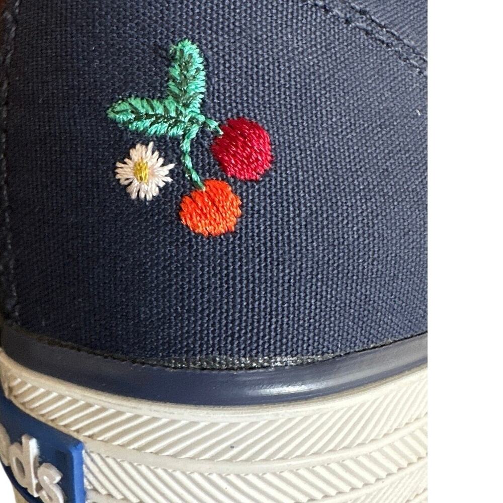 Women’s Keds X Rifle Paper Co Triple Decker Navy Blue Embroidered Cherries - 9